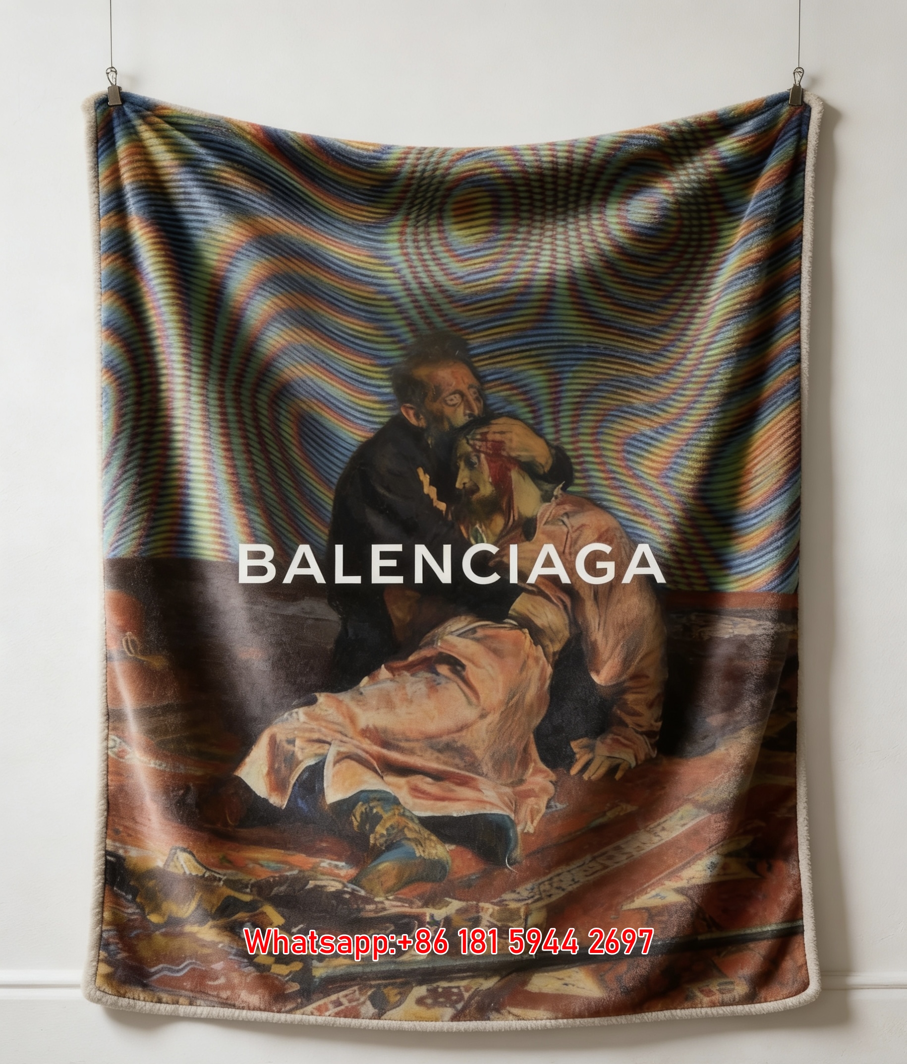 BALENCIAGA Trippy Art Painting Flannel Sofa Throw Blanket for Wall Decor BA063